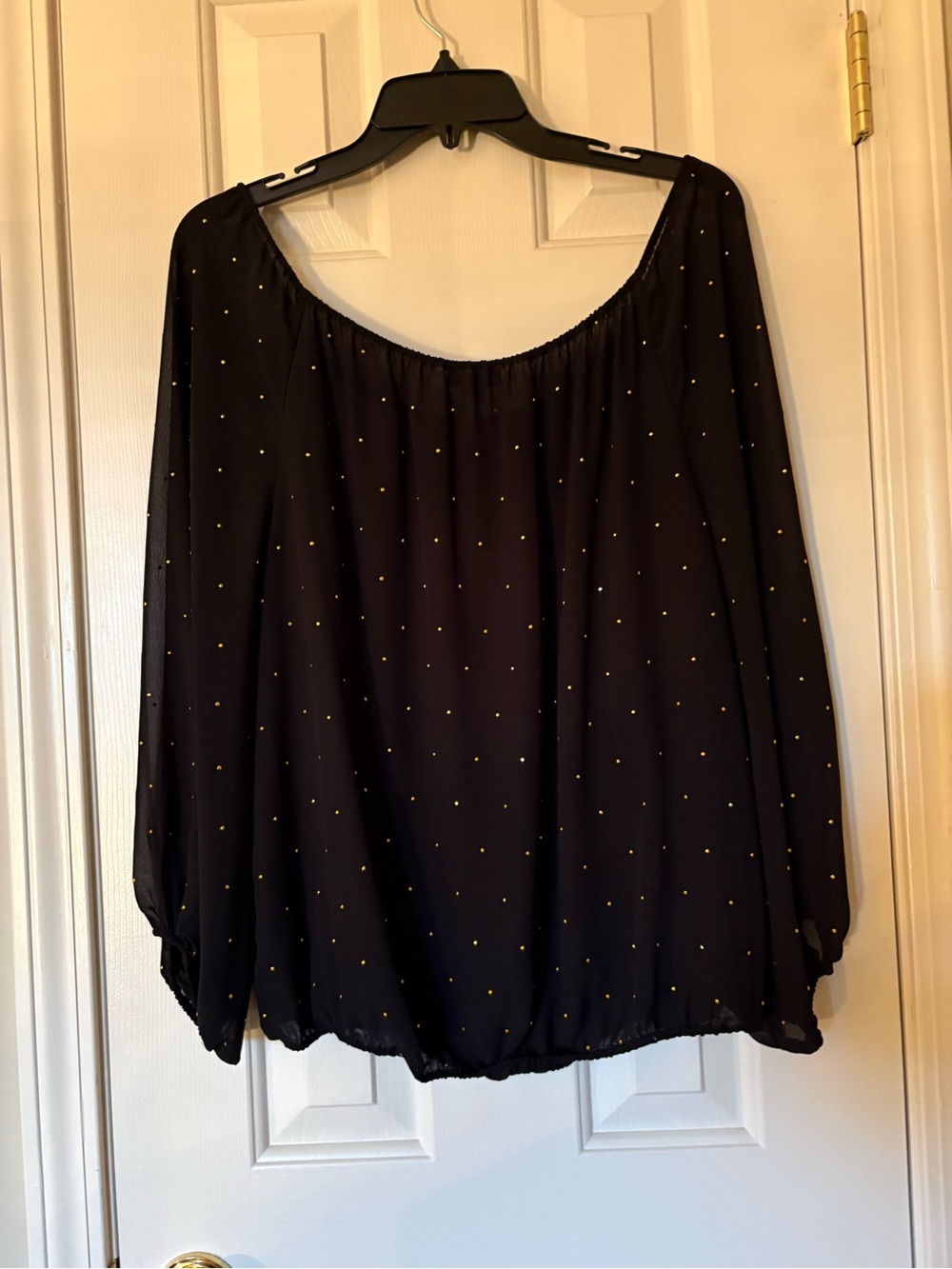 Vince Camuto Size Medium Black Top with Gold Accents - Picture 3 of 4